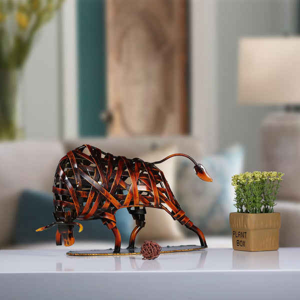 Red Weaving Cattle Abstract Figurine