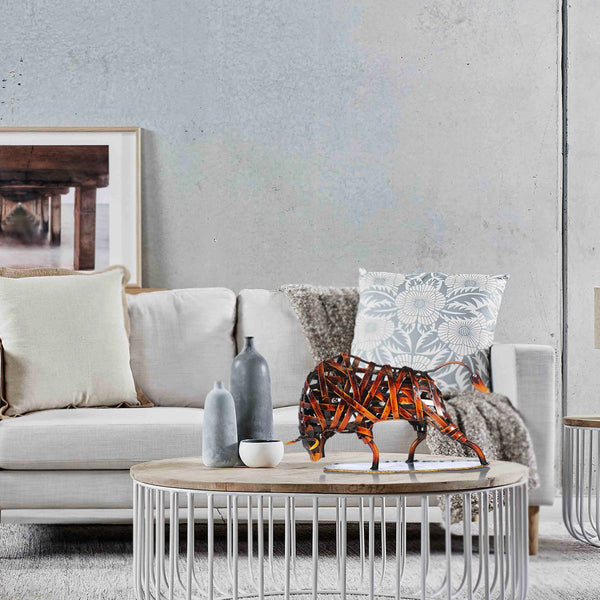 Red Weaving Cattle Abstract Figurine